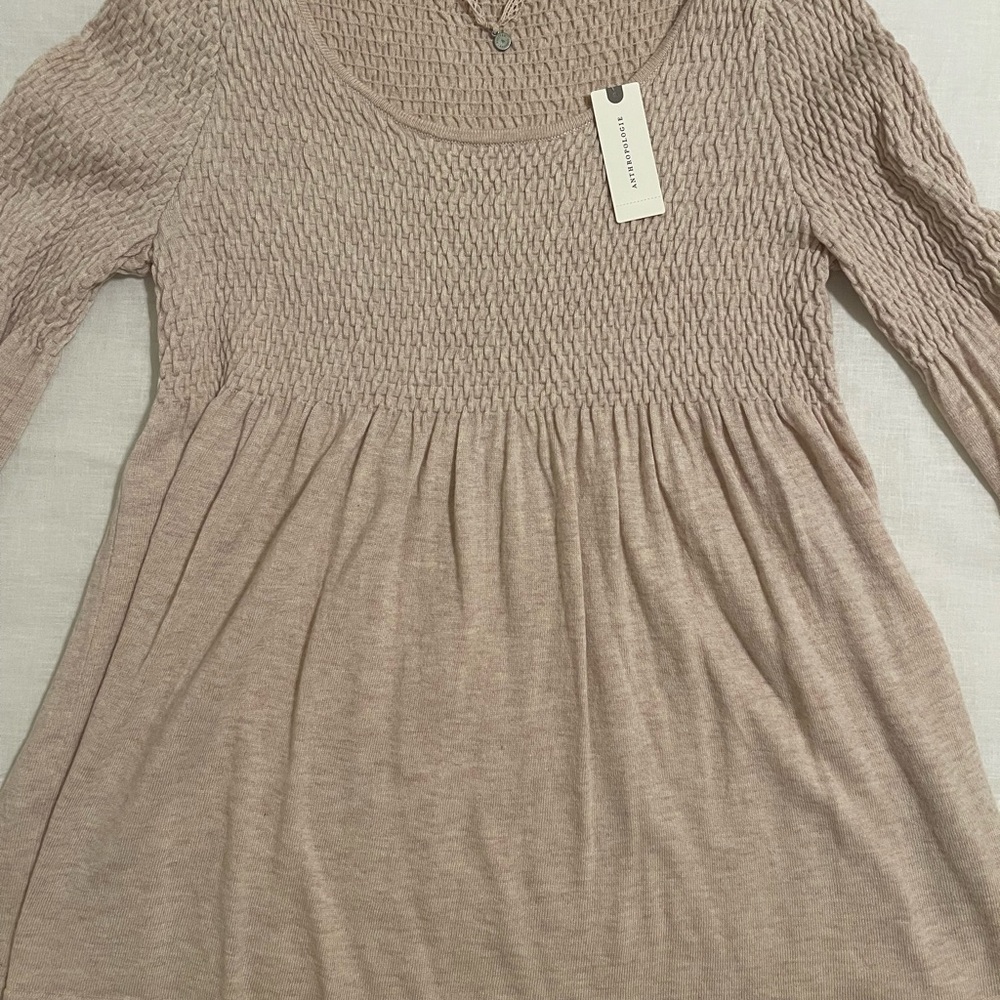Anthropologie Babydoll Smocked Scoop-Neck Top, NWT
